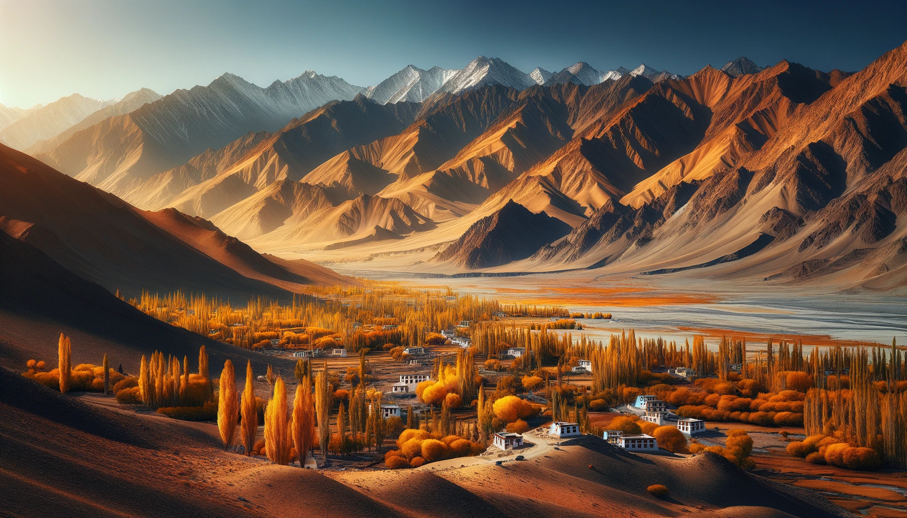 The unique landscape of Ladakh as it transforms with the autumn season.